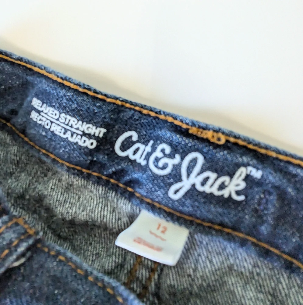 Cat & Jack Relaxed straight dark blue denim jeans 12 Boys School
